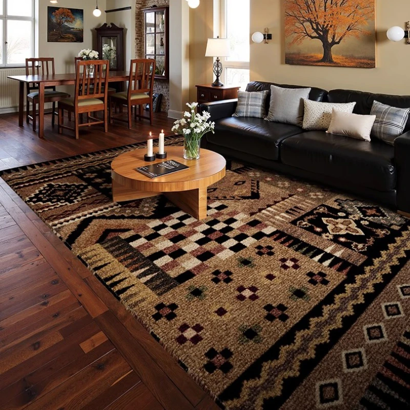 Retro High-end Living Room Carpet Bohemian Style Fashionable Bedroom Rug Large Area Light Luxury Art Sofa Coffee Table Mat Tapis