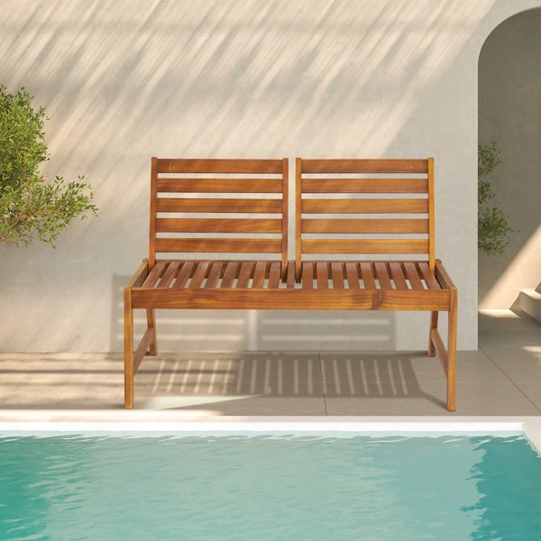 49.6in 后背可调节 木长凳 相思木 原木色-27