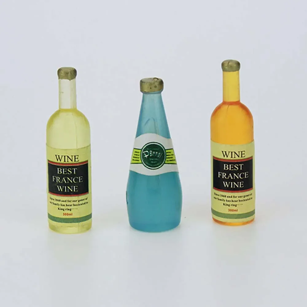 3Pcs 1/12 Doll House Miniature Three Wine Bottle Simulation Furniture Drink Model Toys for Mini Decoration Dollhouse Accessories