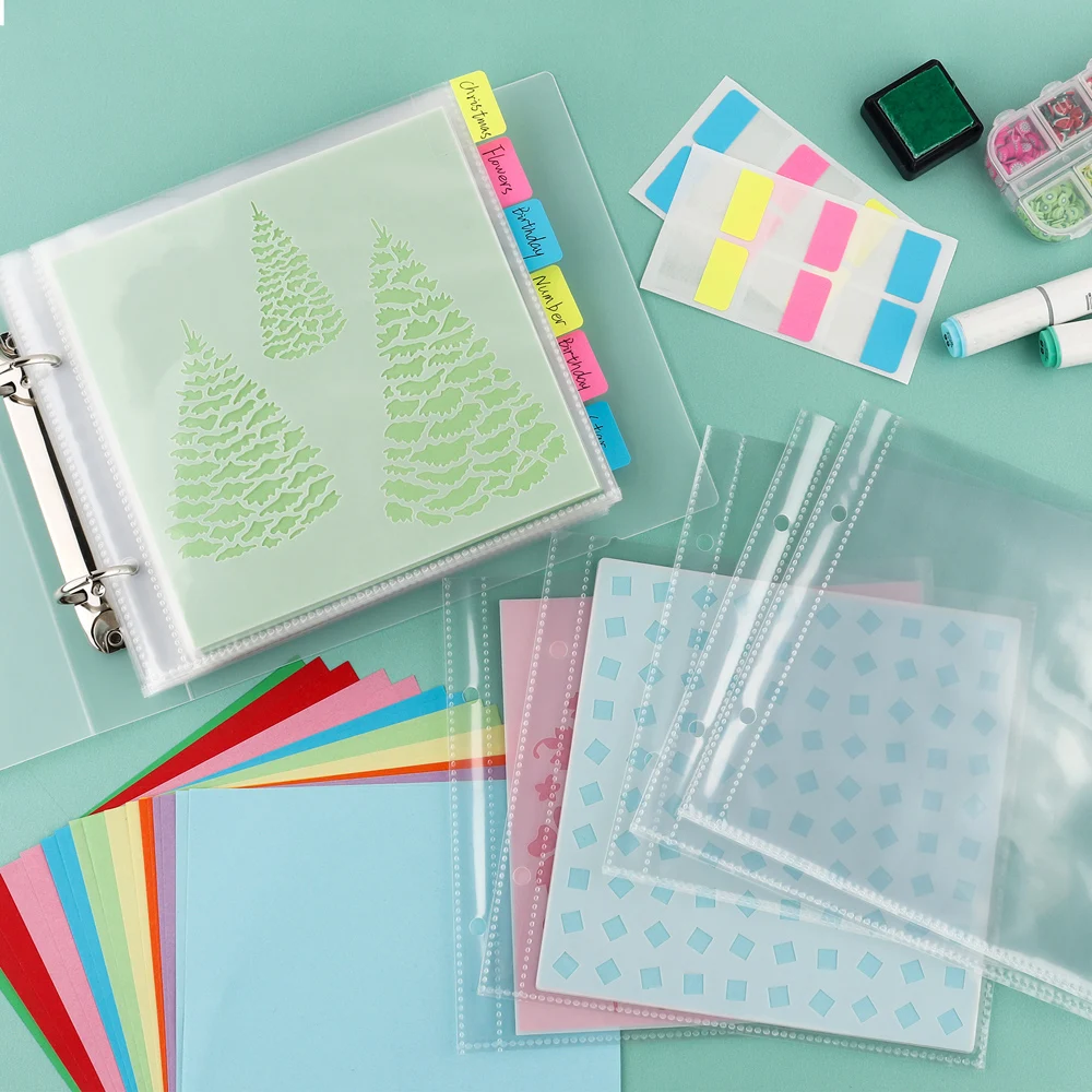 20-50pcs/Set Cookie Stencil Plastic Storage Binder 6x6" Stencils Folder Sticker for Stamps Dies Storage