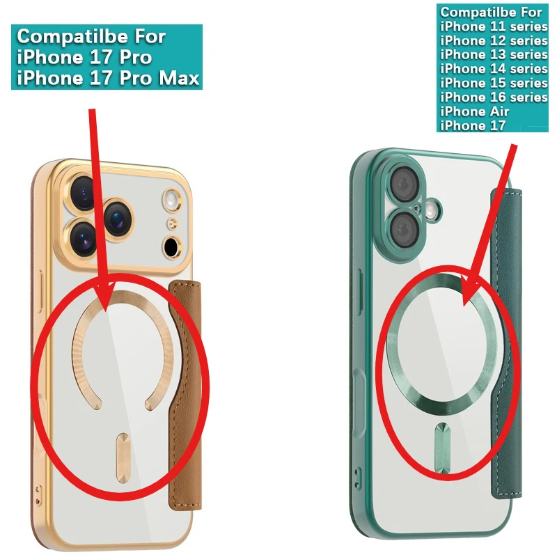 Leather Flip Case with Electroplated Finish and Magnetic Wireless Charging Capability