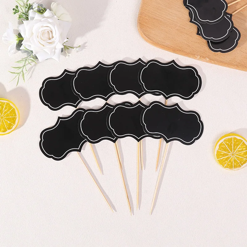 24pcs Mini Blank Blackboard Board Message Board Food Fruit Toothpick Label For Dining Party Restaurant Decoration Supplies