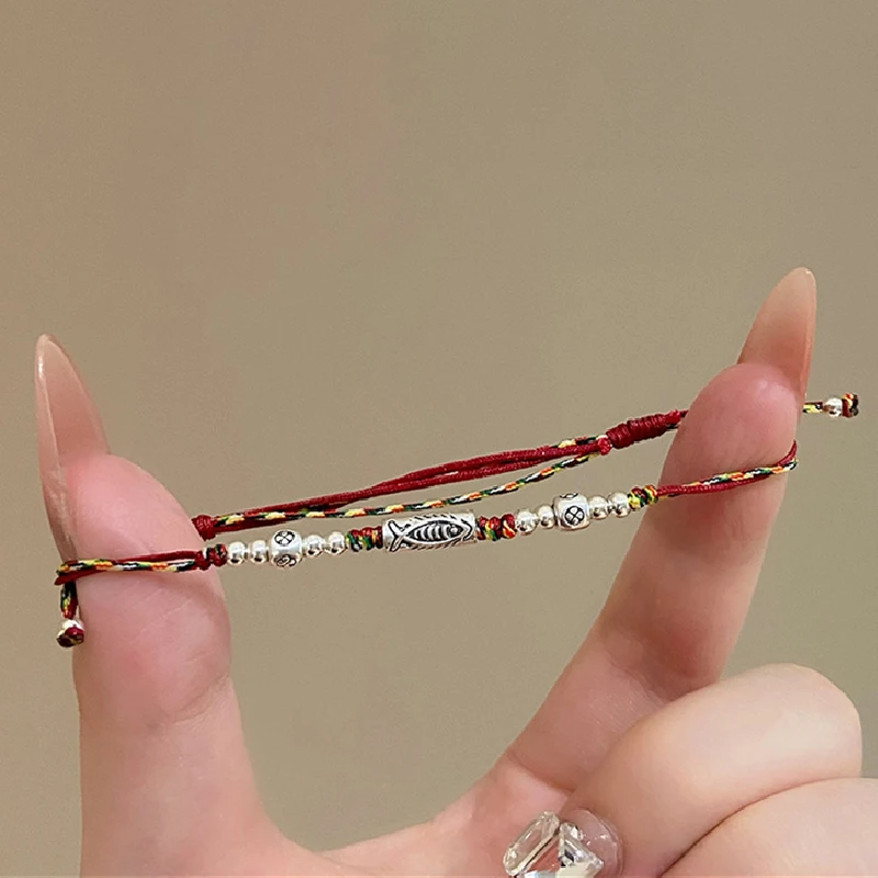 Chinesischen Stil Koi Handgemachte Geflochtene Armband für Frauen Männer Mode Glück Rot Seil Fisch Armbänder Paar Amulett Freundschaft Geschenke
