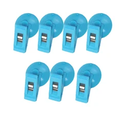 7 - Piece Versatile Suction Cup Clips for Cars - Durable Detachable Window Mounting Solution (7pcs clip blue)