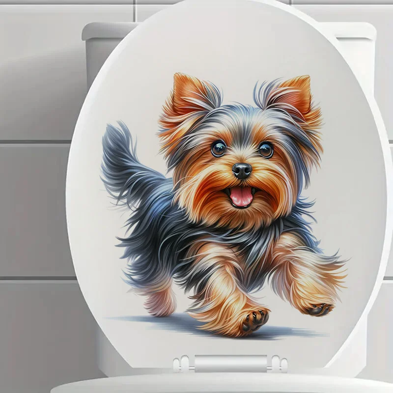 T2051#Yorkie Toilet Stickers Decoration for Living Room Wall Bedroom and Home Decor Car Decals Self-Adhesive