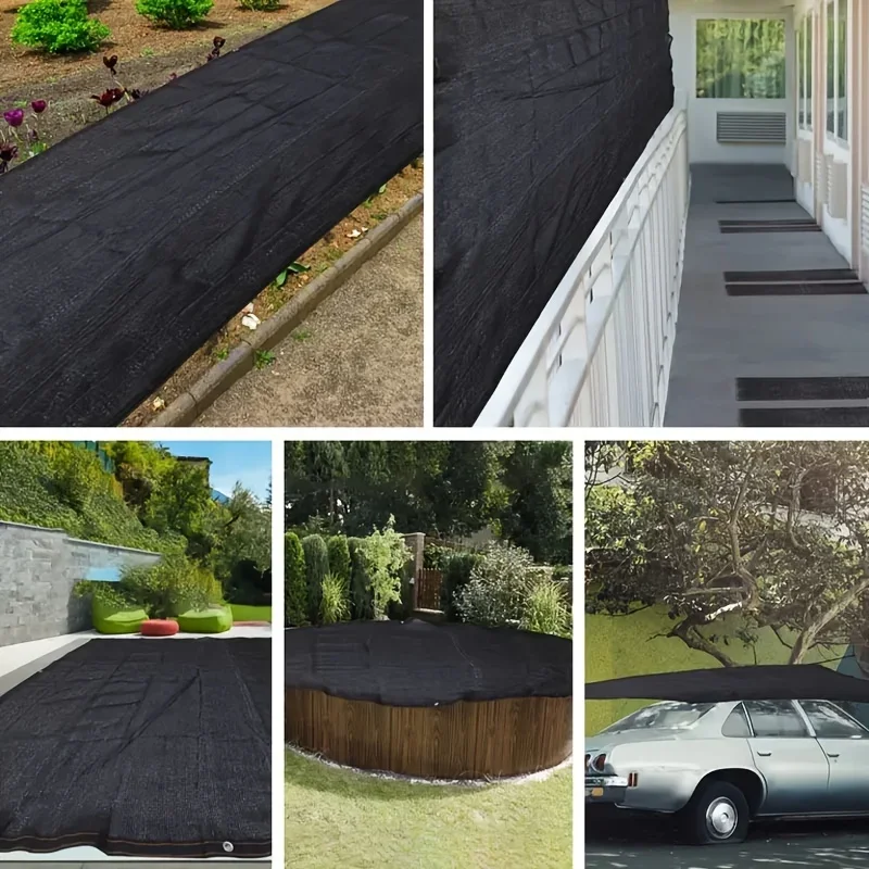 2&times;2m 2&times;3m 2&times;5m Extra-Large Black Sunshade Net with Grommets HDPE Mesh Fabric for Greenhouses Patios Plants Gazebos Porches