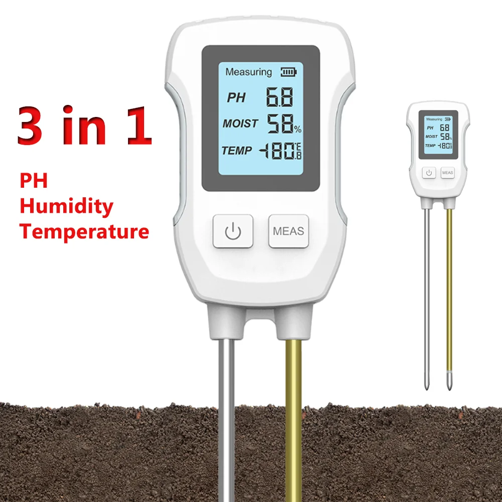 3in1 Soil PH Value Ambient Temperature Humidity Test Meter Indoor Potted Plant Measuring Instrument