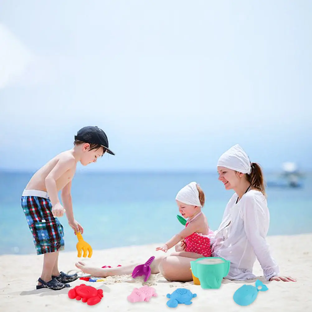 7Pcs 어린이 해변 도구 세트 어린이를위한 놀이 장비 해변 장난감 어린이 삽 모래 도구 모래 발굴 도구