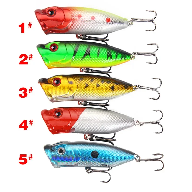 

1pcs Fishing Lures Topwater Popper Bait 6.5cm 10g Hard Bait Artificial Wobblers Plastic Fishing Tackle with 6# Hooks