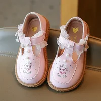 Disney Frozen Elsa 2024 Spring Autumn New Girls Soft Sole Princess Leather Shoes Non-slip Casual Shoes Baby Toddler Shoes Show 2