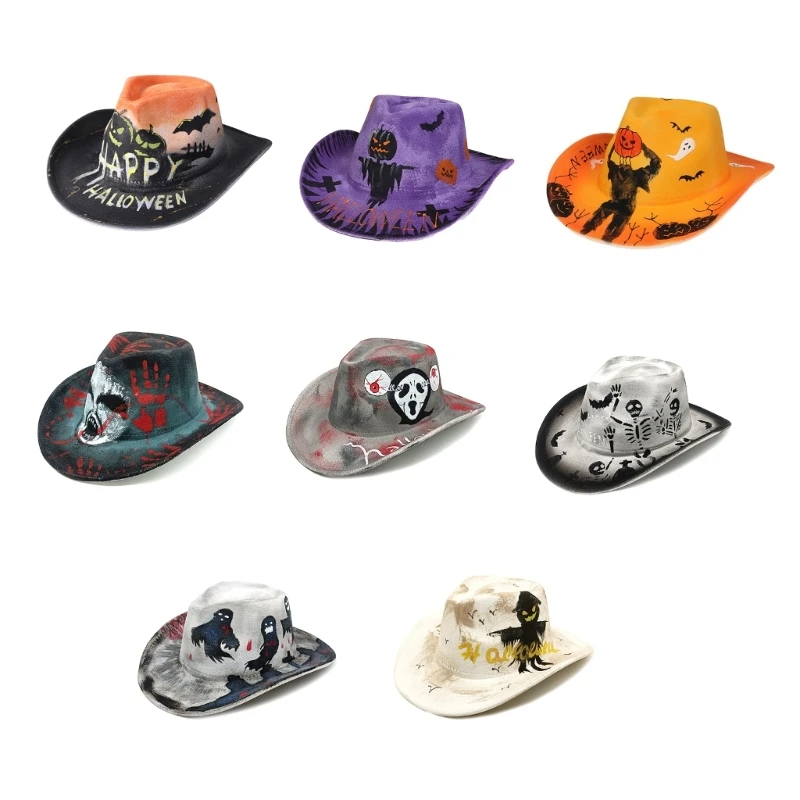 

Trendy Halloween Skull Cowboy Hat Stylish and Distinctive Unisex Headpiece