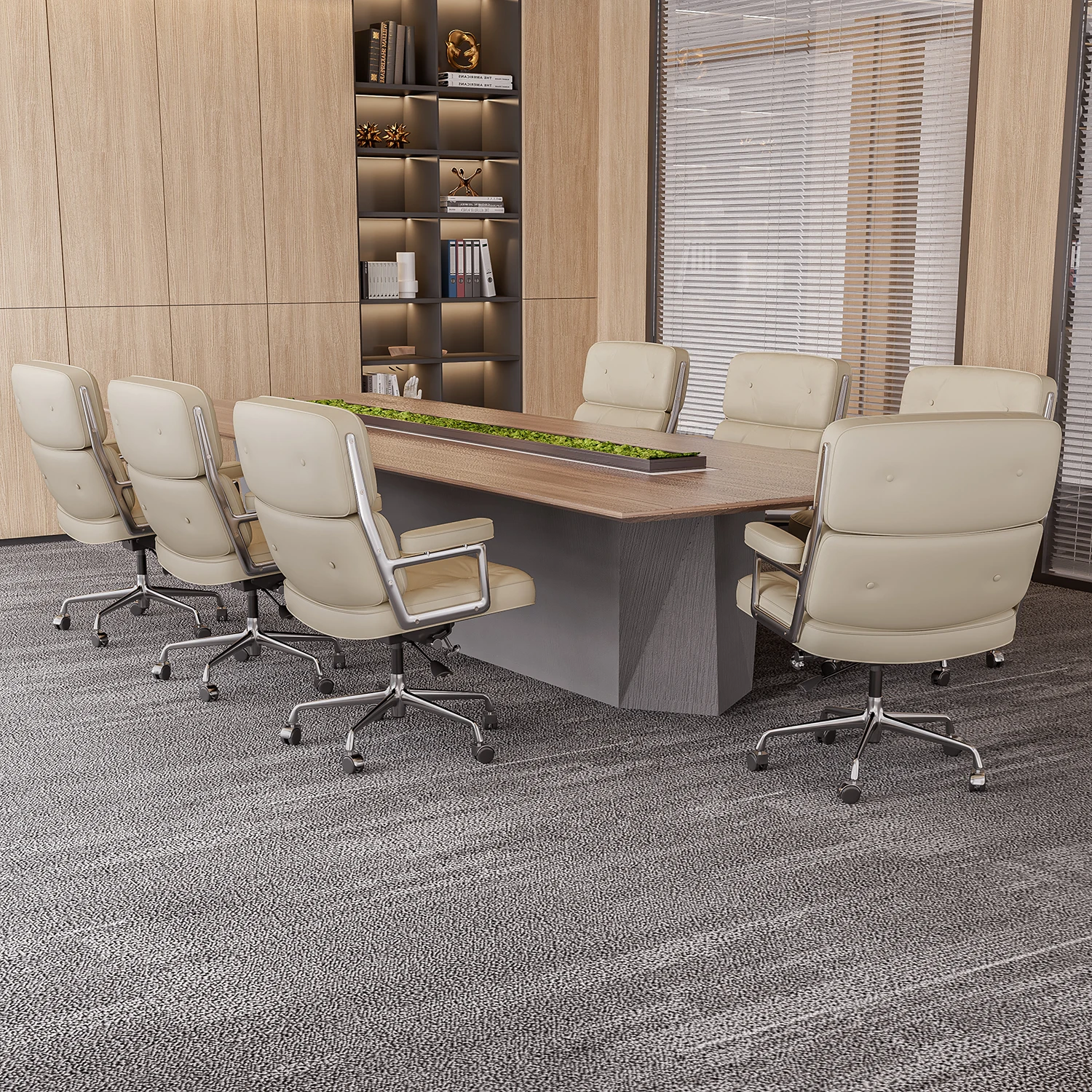 Office Chair Genuine Leather Ergonomic Armchair Swivel Chair Aluminum Arms Support Rolling Swivel Business Executive Chair 2