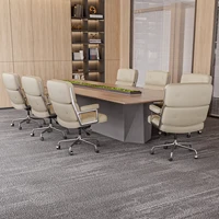 Office Chair Genuine Leather Ergonomic Armchair Swivel Chair Aluminum Arms Support Rolling Swivel Business Executive Chair 2