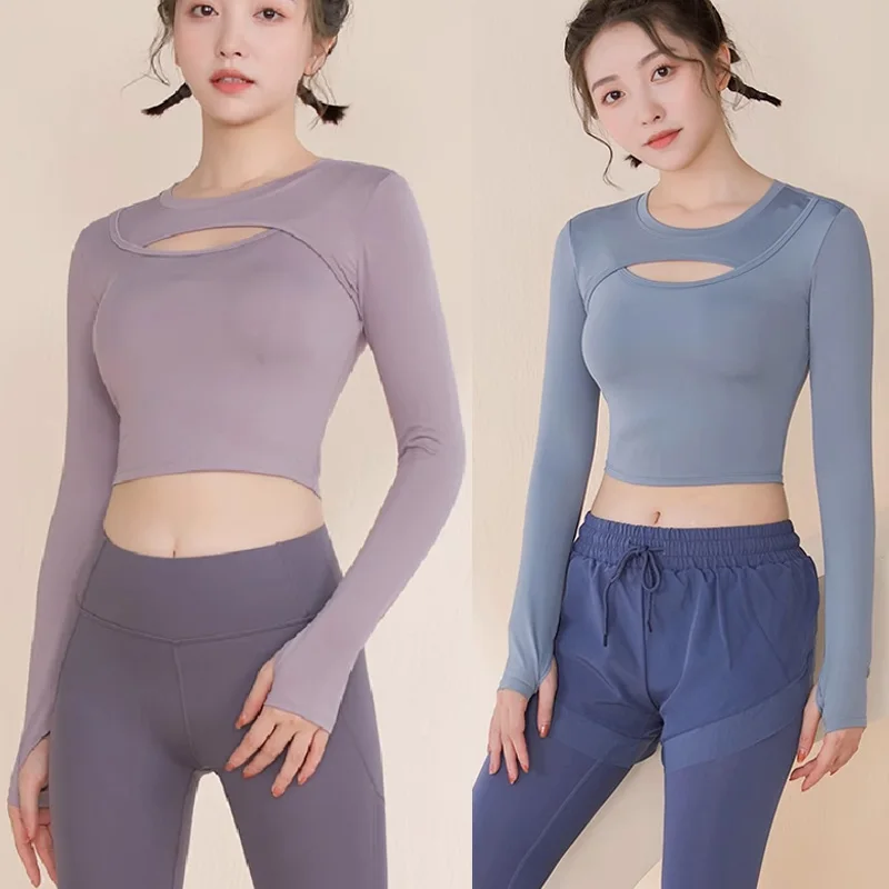 Quick-Dry Breathable Yoga High-Elastic Tight Shorts Stylish Long-Sleeved Fitness Yoga Top Girl main image 0