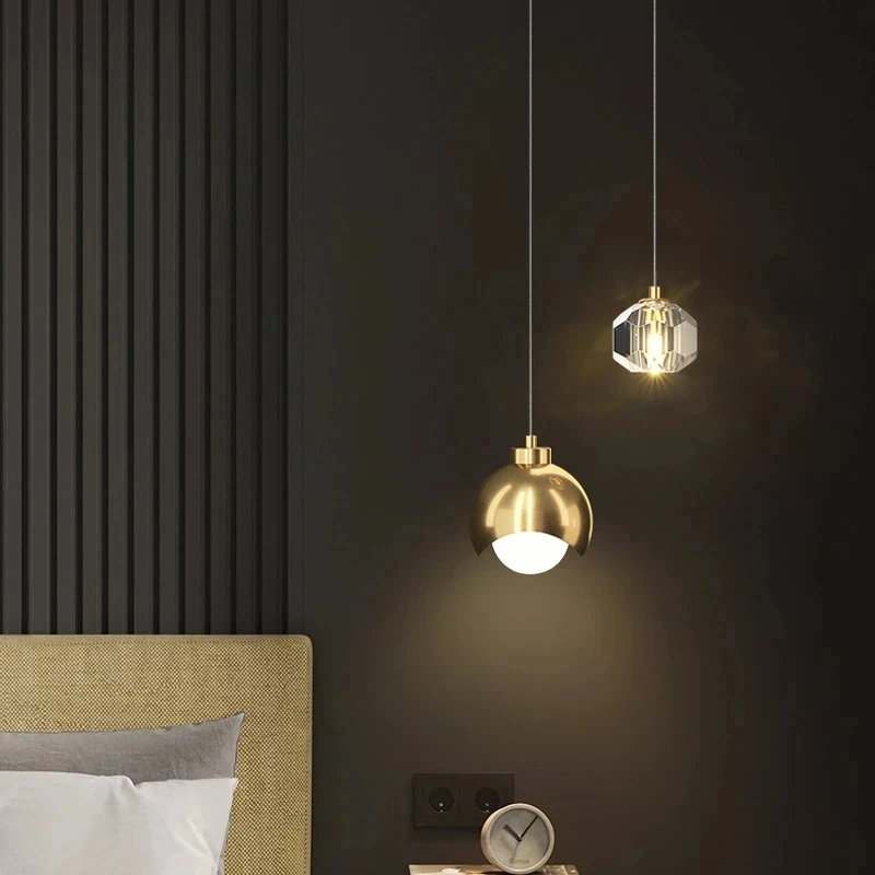 

Современный хрустальный подвесной светильник Φ, Золотое освещение, креативные бытовые люстры для спальни, гостиной, подвесной светильник