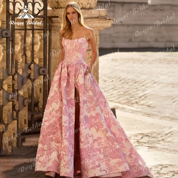 Elegant Straples Prom Dress Satin Floral Applique Embellished Bodice Gown Customized  فسا  تين سهرات Evening Dress