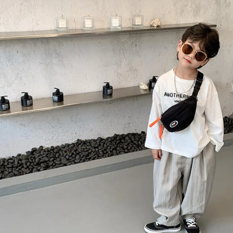 Fashion Cute Children's Chest Bag One Shoulder Crossbody Fanny Pack Canvas Diagonal Bag Girl Boy Zipper Coin Purse,crossbody bags,chest bags,waist packs