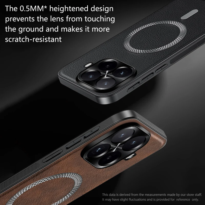 Magnetic Luxury Leather Texture Shockproof Back Cover with Wireless Charging Capability