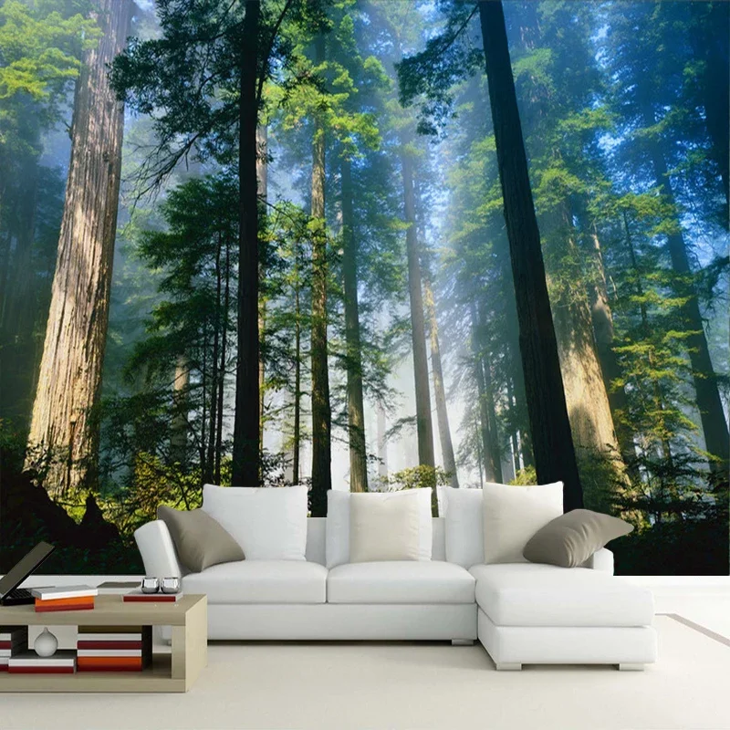 Custom 3D Murales Carta Da Parati Natura Nebbia Alberi Torreggianti Foresta  Sole Photo Wall Paper Soggiorno Murale Papel De Parede 3D - AliExpress