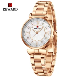 New REWARD Women Quartz Watches Fashion Lady Stainless Steel Wrist Watch Waterproof Luminous Superthin