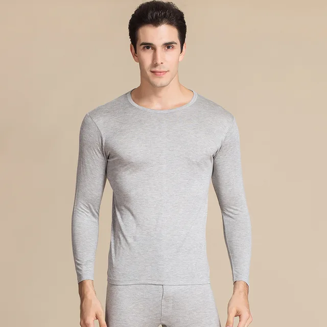 Pure wool thermal underwear men's autumn and winter new round neck