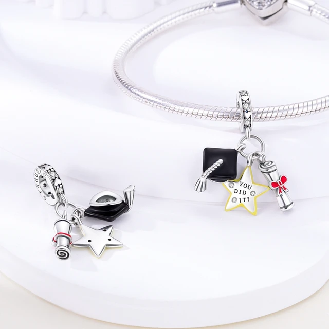 Sterling Silver Honor Student Graduation Charm | European Style Dangle Bead For Bracelets - View #4