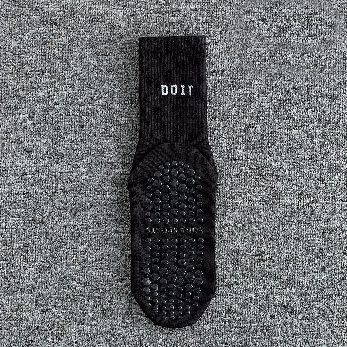 Algodão respirável meados de bezerro meias de yoga cor sólida listrado antiderrapante meias esportivas pilates dança fitness treinamento meias