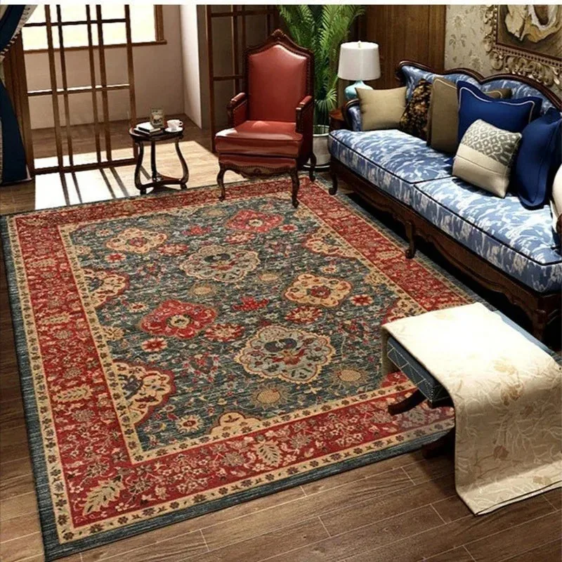 Floor Mat Vintage Persian Style Living Room Carpet Machine Washable for Bedroom Bedside