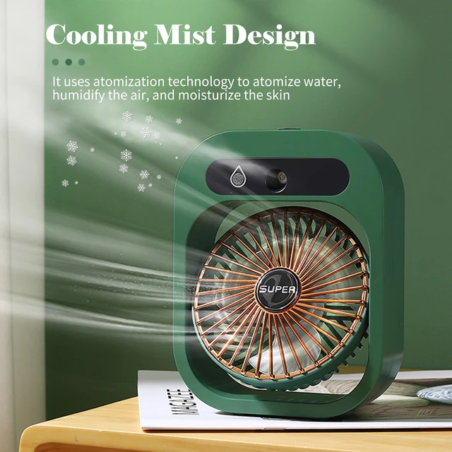 Mini ventilateur électrique portable 3 en 1, atomisation de l'air,  refroidissement par USB, brumisateur d'eau, veilleuse LED, refroidissement  par pulvérisation - AliExpress