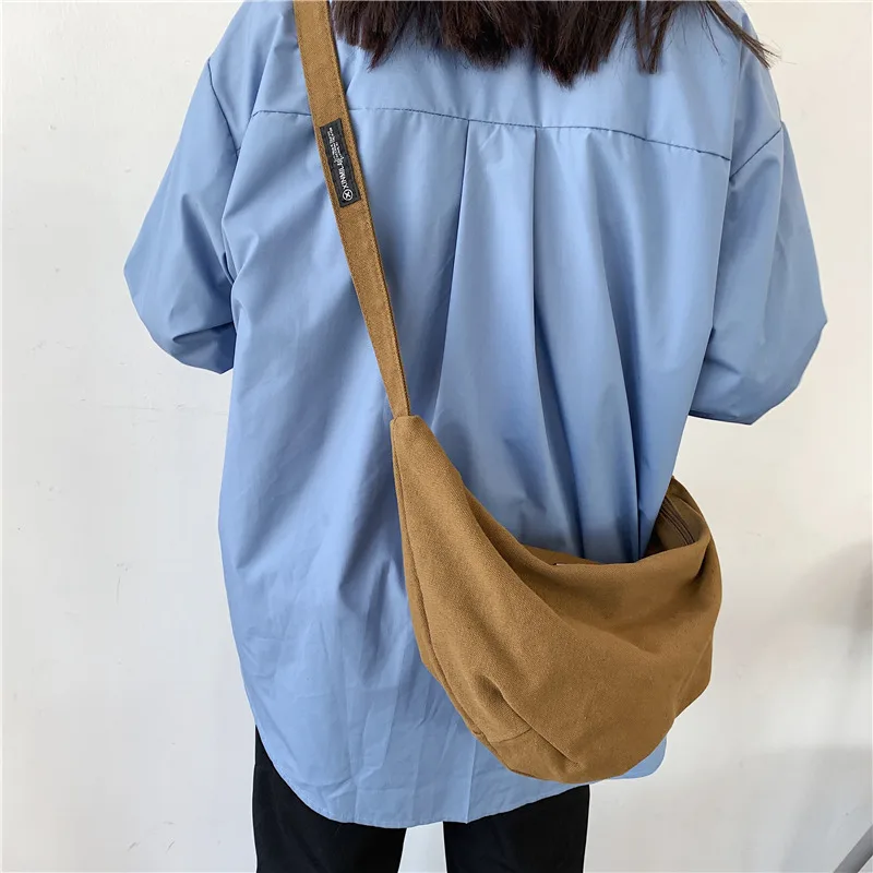 Half Moon Crossbody Bag Half Moon Shape Bag Crossbody Summer Canvas Shopping Bag