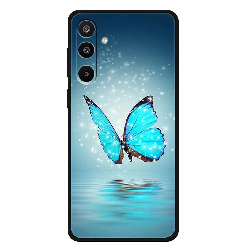 Floral Printed Silicone Phone Case - Black TPU Cover