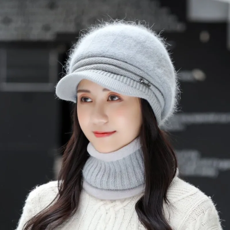 여성용 따뜻한 토끼 털 모자, 8 각형 모자, 한국 버전, 사이클링 귀 보호용 트렌디 엄마 모자, 겨울