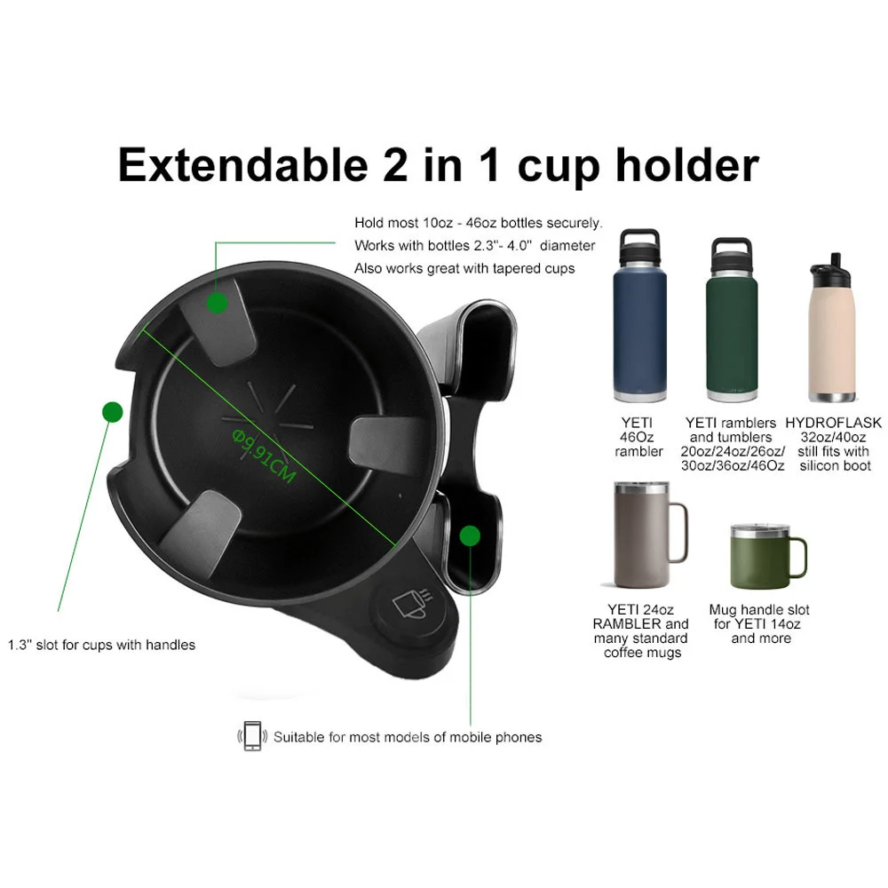 Car Water Cup Holder Two-in-one Multi-function Car Cup Holder Mobile Phone Holder Base Retractable Rotation Drinks Holders