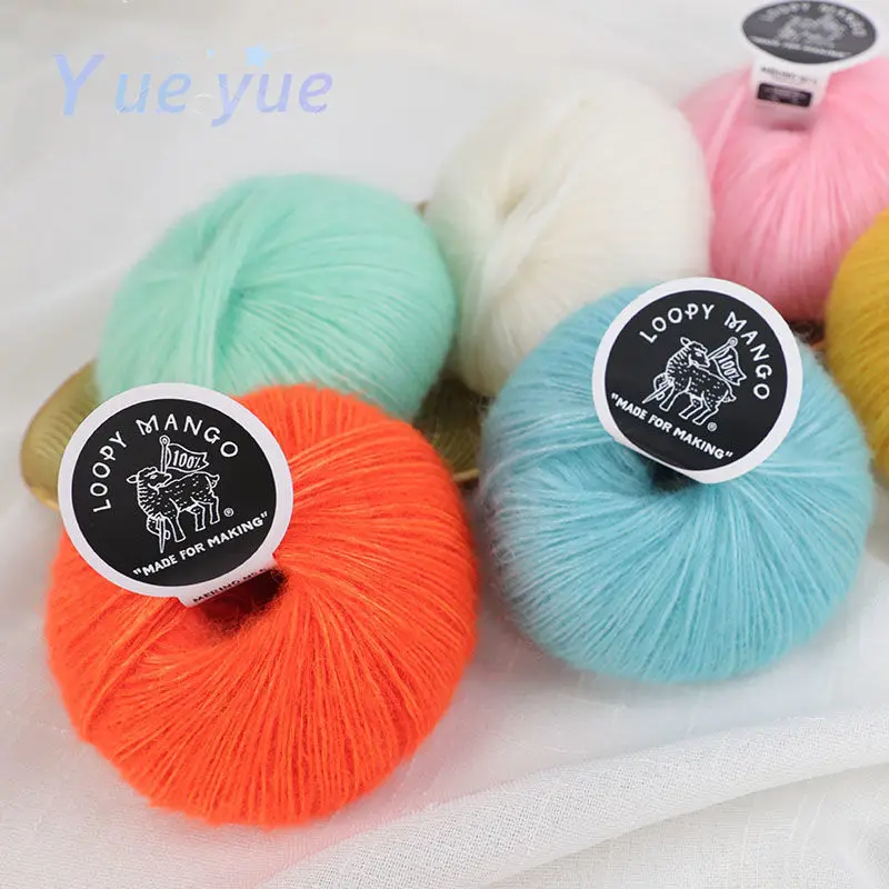 10 Groups Soft Mohair Yarn Knitting Angora Yarn for DIY Knitting,Fluffy Lace Yarn for Crocheting,Knitting Sweater,Scarf,Shawl 3