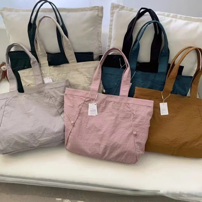 

Женская сумка Lulu, сумка-тоут, 18 л, Спортивная Удобная однотонная сумка на одно плечо для йоги, пляжная сумка