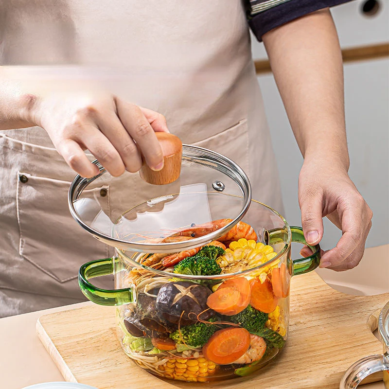 Clear Glass Cooking Stovetop Pots Thicker And Heavier Upgraded Glass Pot  For Use On Open Flames And Gas Stovetops