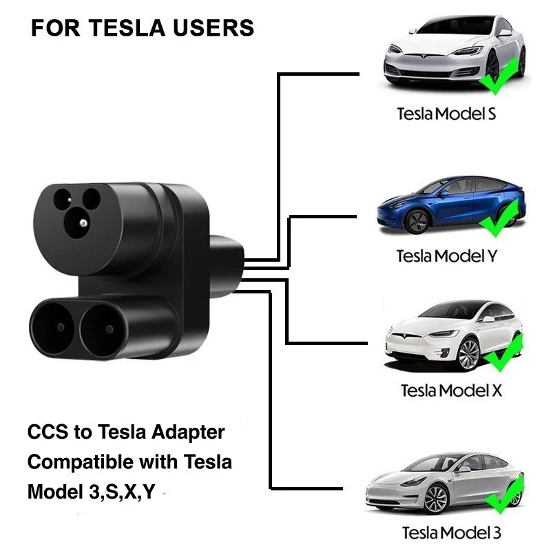 EVcharger4U CCS2-테슬라 어댑터 컨버터, 250 앰퍼, 모델 3, X, Y, S, CCS, 콤보 2, EV 충전 컨버터 어댑터, 1000V 250KW