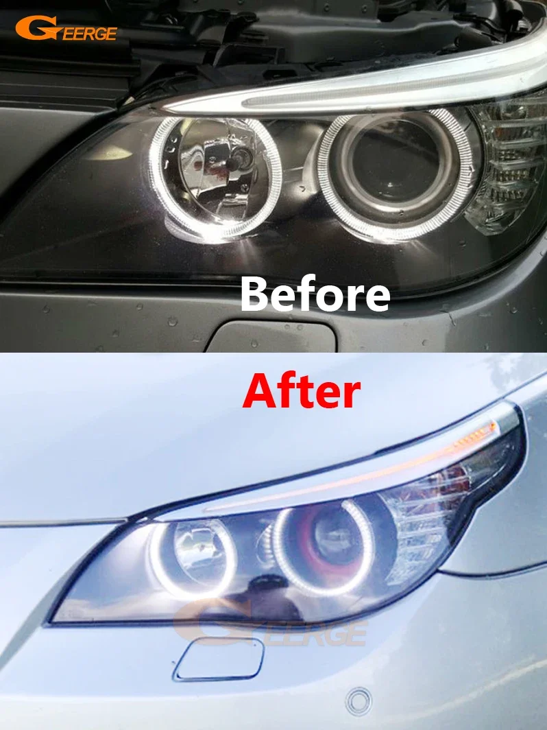 BMW 5 시리즈 E60 E61 LCI 528i 530i 535i 550i M5 울트라 브라이트 스위치백 DRL 방향지시등 SMD LED 엔젤 아이즈 키트 헤일로 링