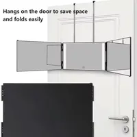 Trifold LED Mirror Self Haircut Makeup Mirror with Light Adjustable Height 3 Way Self Haircut Mirror Hd Glass 3 Way Mirror - Image 5