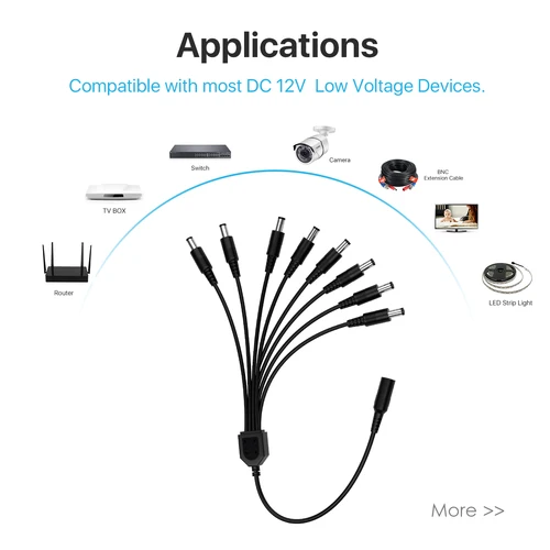 ZOSI CCTV 보안 카메라 DC 1 암-8 수 전원 분배기 케이블, CCTV 액세서리용 Y 어댑터, 2 개, 4 개, 10 개, 20/40 개 4