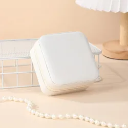 Compact Leather Jewelry Travel Organizer - Portable Mini Storage Case for Earrings, Necklaces, and Rings (White)