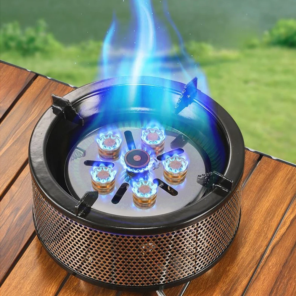 

Camping Butane Propane Stove Six Burners 11000W Strong Firepower with Windshield Carry Bag Stainless Steel Gas Stove Compatible