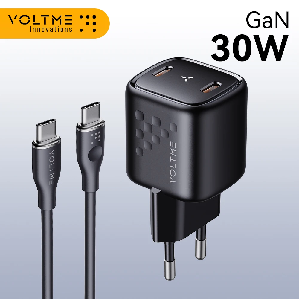  VOLTME GaN 30W Fast USB Charger PD Fast Charging For iPhone 15 14 USB Type C Fast Charger Quick Charge For iPad Pro Samsung S21 
