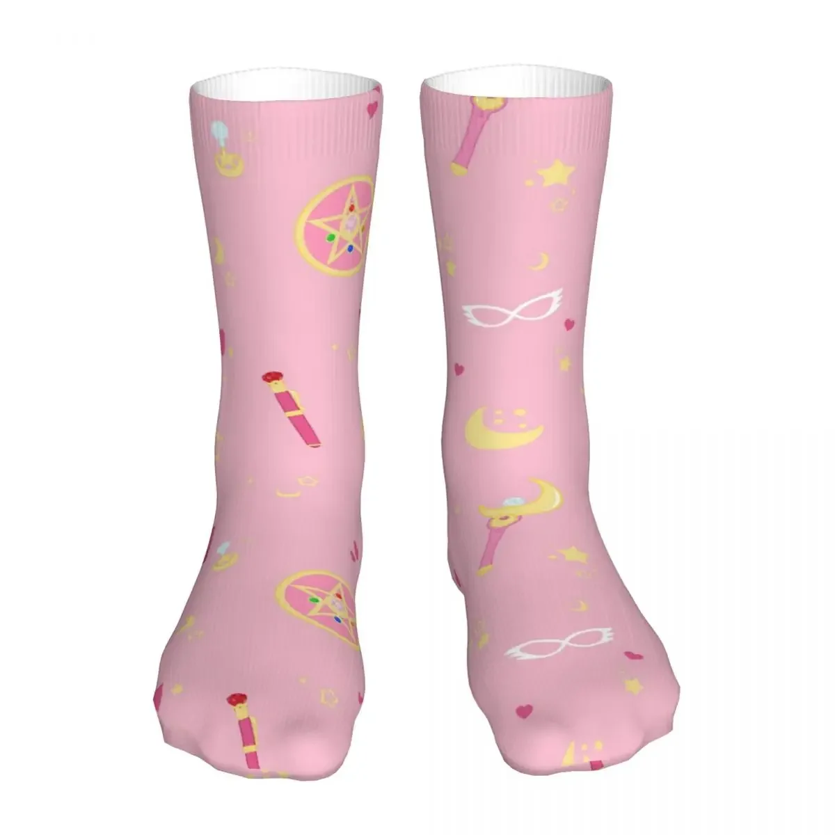 

New Pink Moon And Stars Women Socks 2023 Female Sports Socks