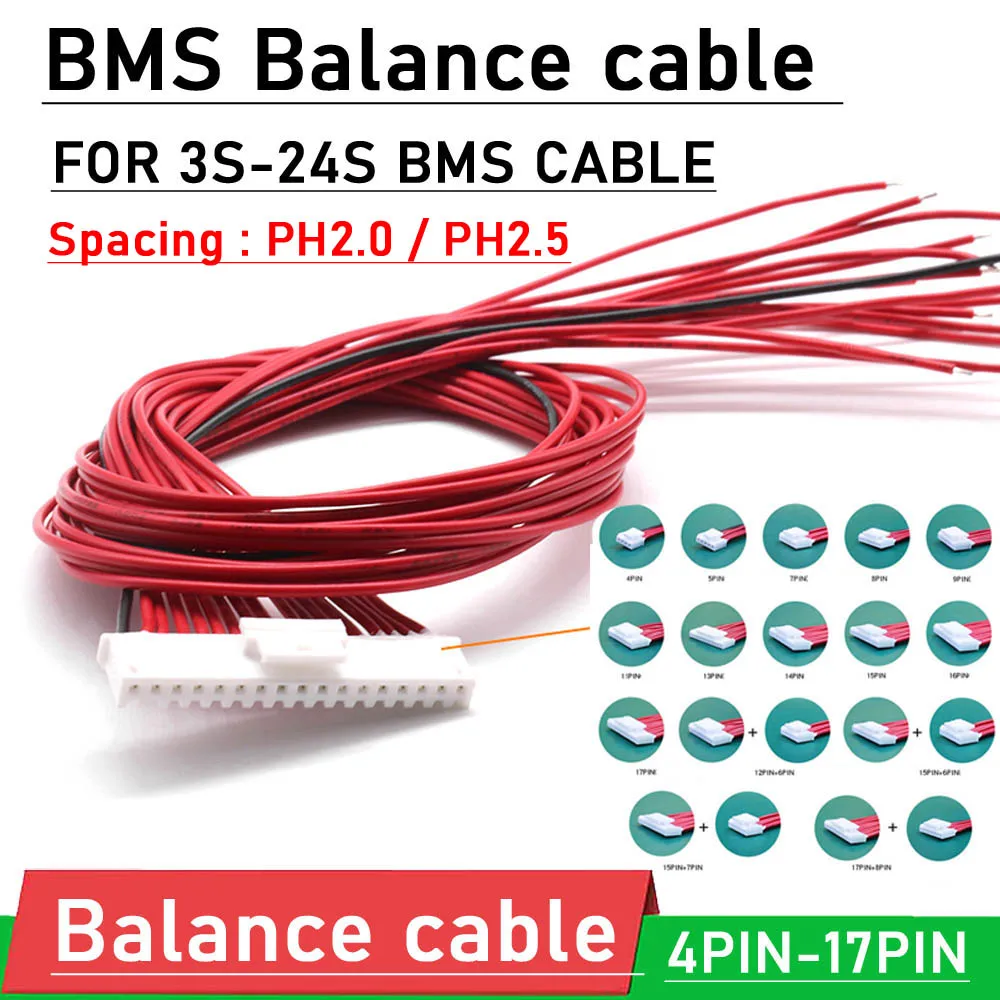 

4PIN-18PIN Balance cable Lithium battery protection board Balancer wire 3S 4S 6S 7S 8S 10S 12S 13S 14S 16S BMS Li-ion lifepo4