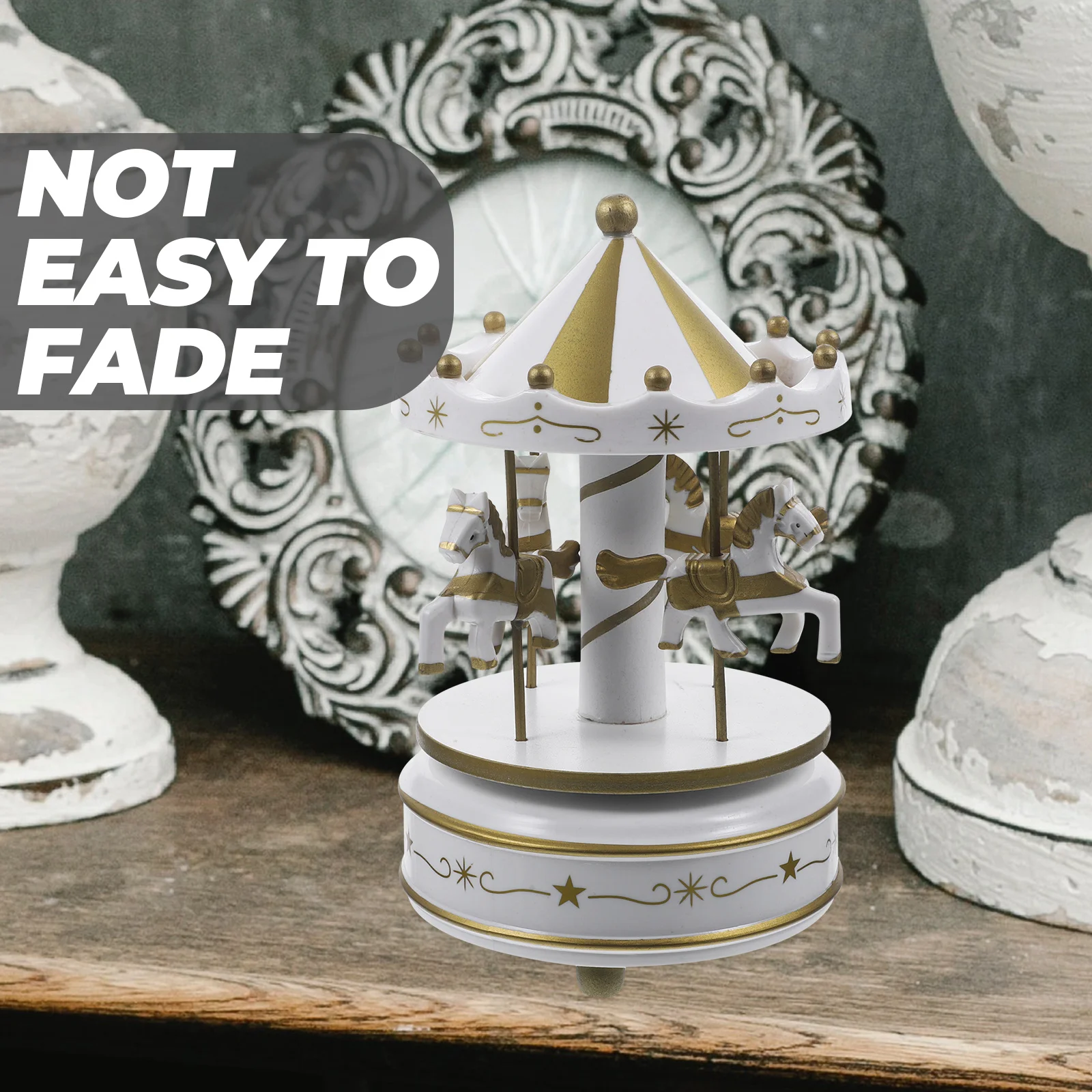 Plastic Merry-Go-Round Carousel Wind Up Music Box Kids Gift (Random Style) Plastic Music Box Carousel
