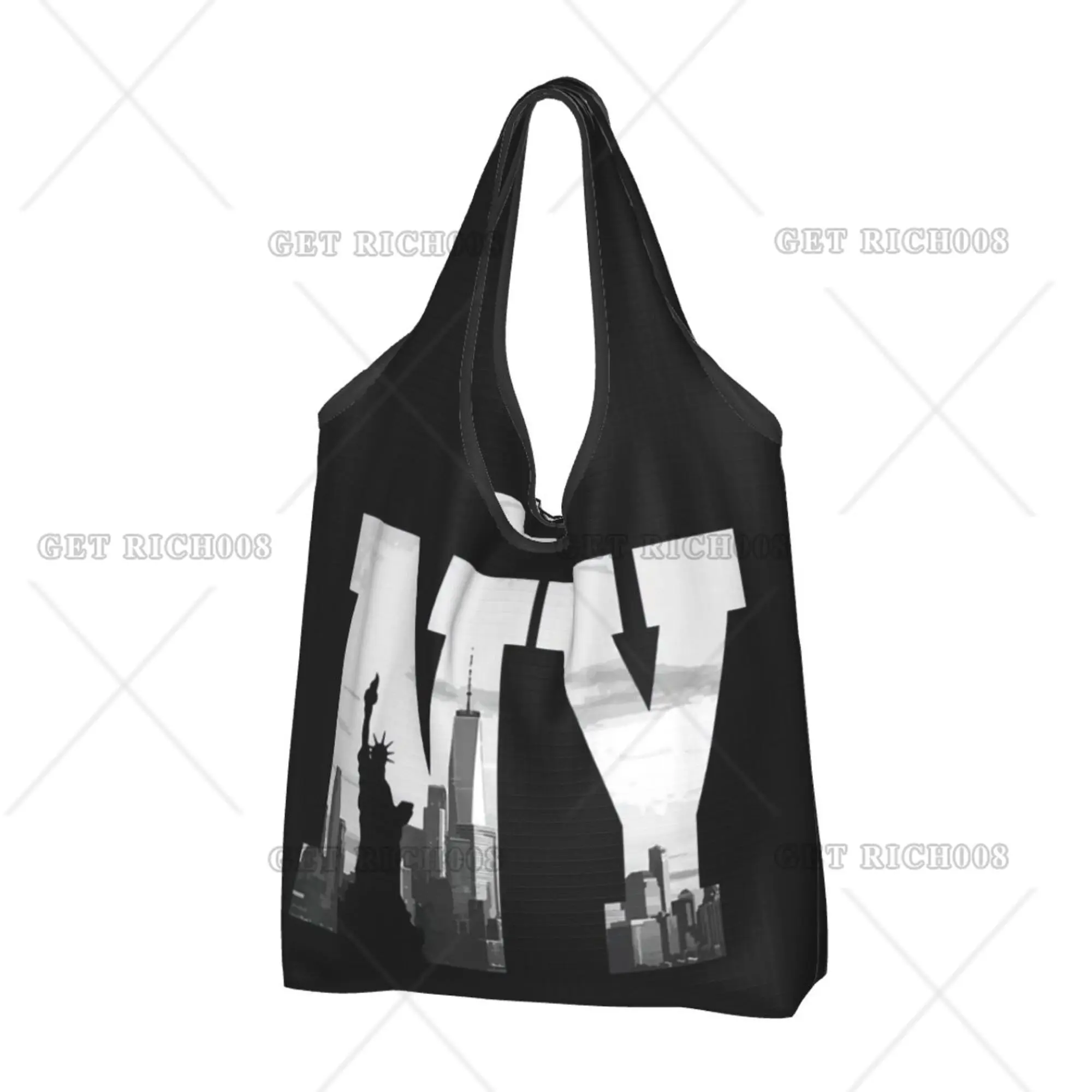 

New York City Folding Tote Bag Shopper Bag Portable Eco Bag Recyclable Grocery Bags No Zipper Bag for Women Men Supermarket Bag