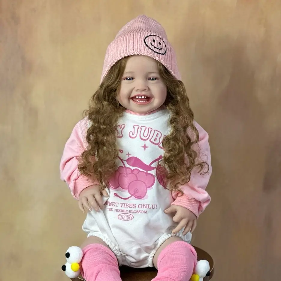 BZDOLL 60 CM 24 Inch Reborn Baby Soft Silicone Cloth Body Smiling Girl Doll Princess Toddler Bebe Artist Collection 4