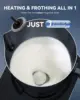 Wamife Milk Frother Electric 700ML 4 in 1 Milk Steamer & Heater, Detachable Stainless Steel Milk Cup, Auto Shut-Off Non-Stick In 4