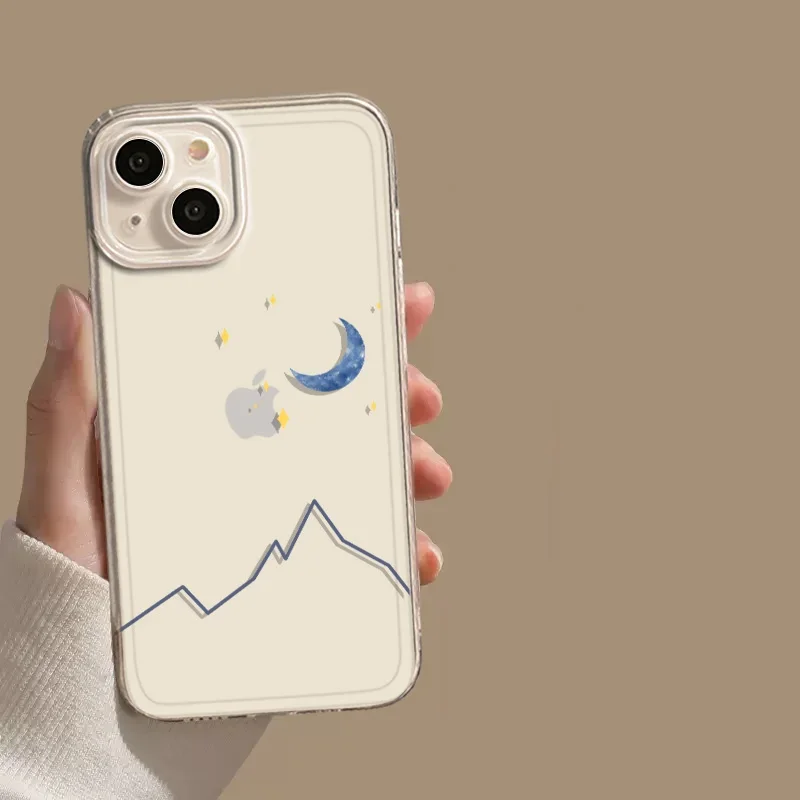 Sun and Moon Paired Transparent Phone Case - Elegant Clear Cover